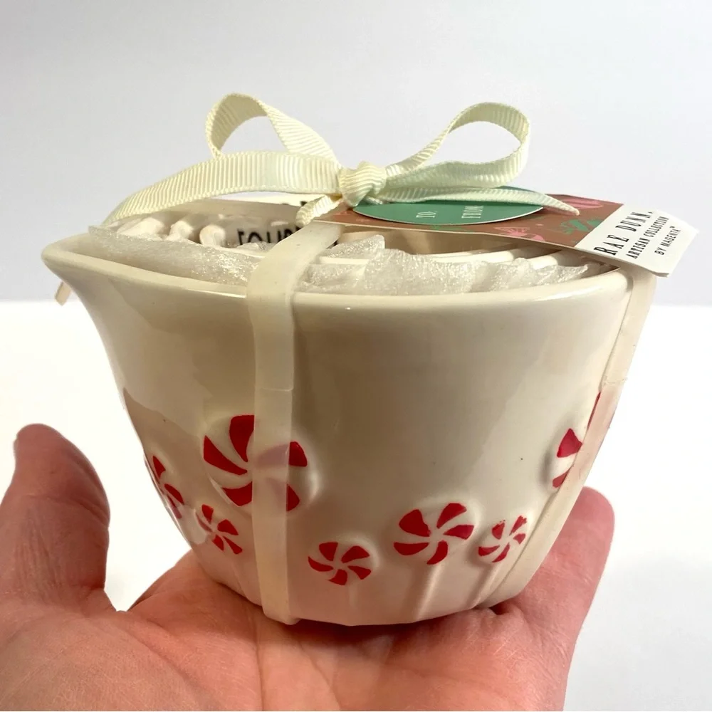 Rae Dunn Classic White + Red Peppermint Candy Suckers Ceramic Measuring Cups Set